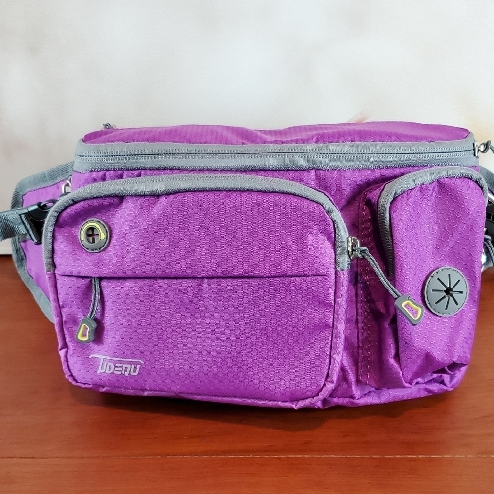 Purple Crossbody Bag with Multiple Compartments